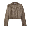 Vesper Distressed Brown Faux Suede Jacket